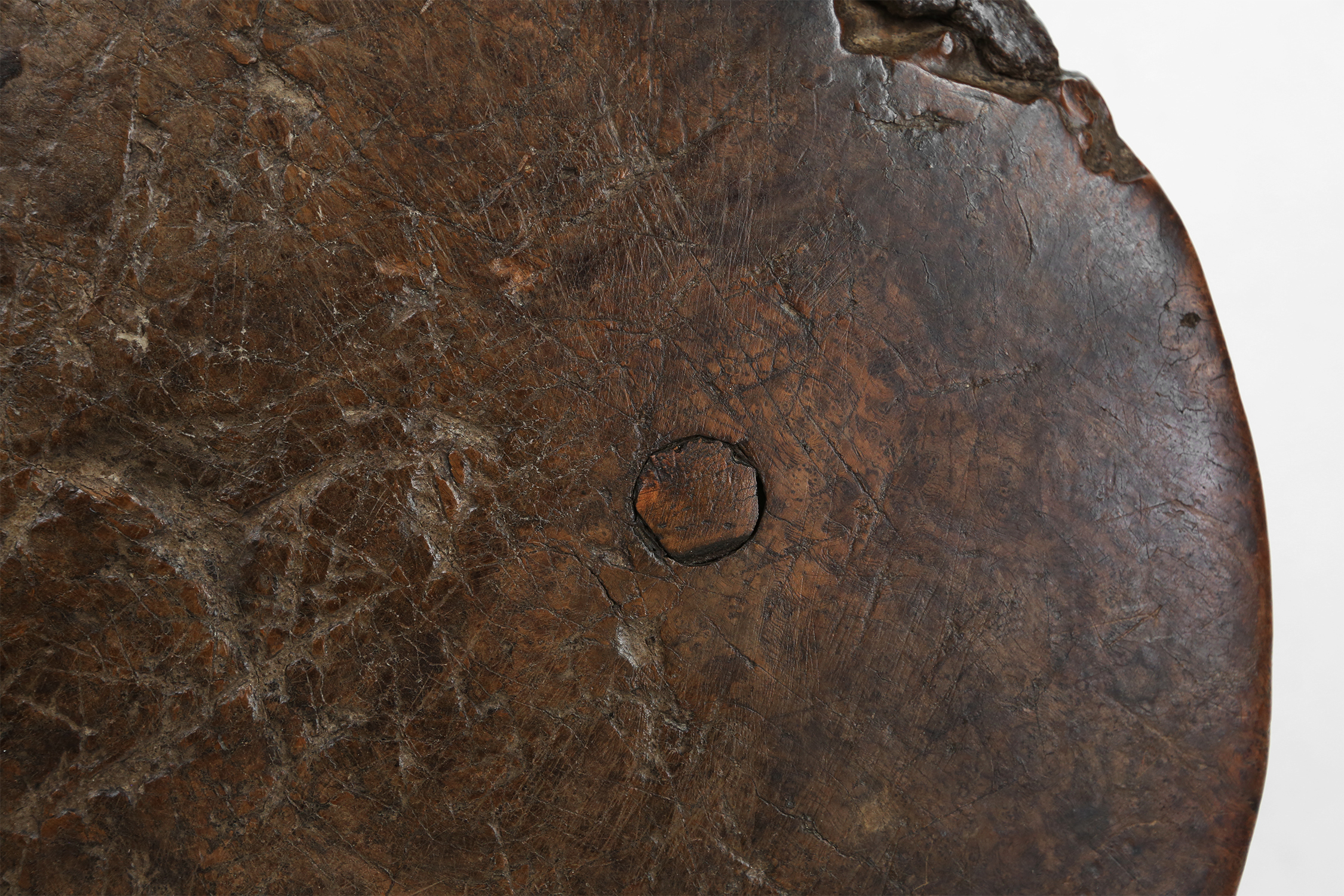 Sculptural rustic brutalist oak tripot stool, France ca. 1850thumbnail